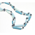 2021 blue color double layer resin acrylic necklace women long plastic round beads link chain necklace